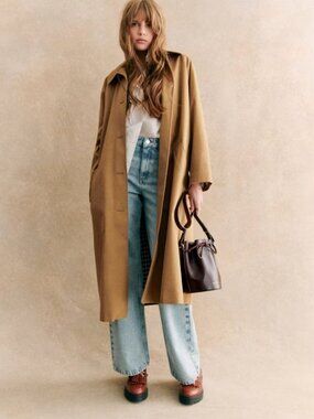 Sezane Clyde Trench Coat, FR 36/US 4, Camel